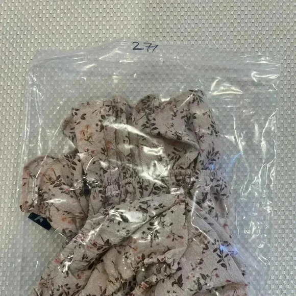 ✨NWT Moa Moa XS Smocked Y2K Ruffle Crop Top Puff Short Sleeve Floral Babydoll - Picture 7 of 7